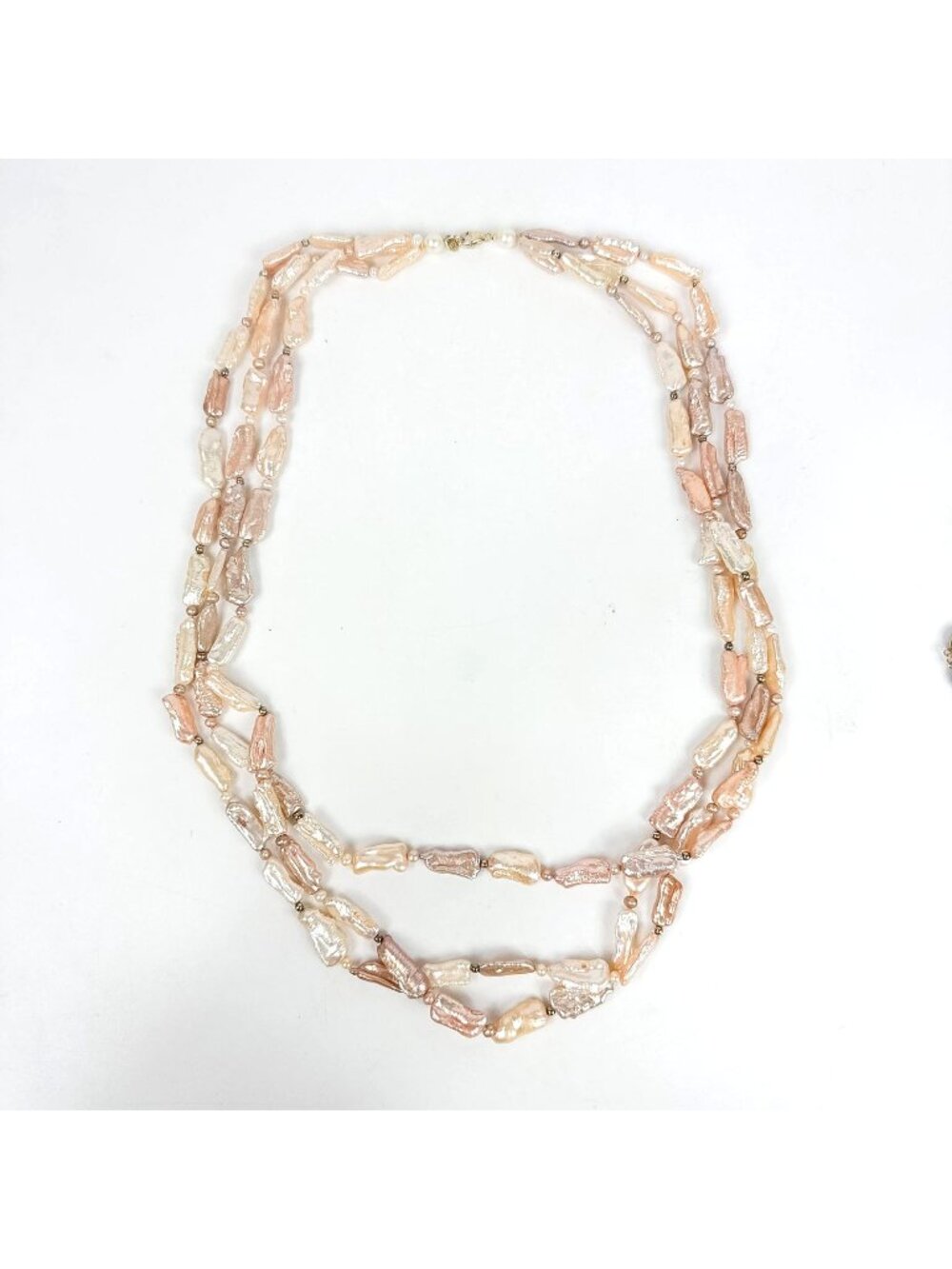 HSN Lucoral Co 3 Strand Keshi Stick Pearl Vermeil Lobster Clasp Necklace 29